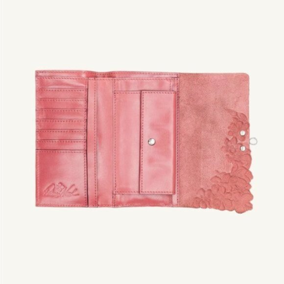 Patricia Nash Terresa Leather Wallet Hand Cut Tooled RFID Pink - Picture 10 of 12